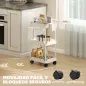 Carrito Auxiliar con Ruedas de 3 Niveles Carrito de Cocina con Cestas Extraíbles y Soporte para Toallas Blanco