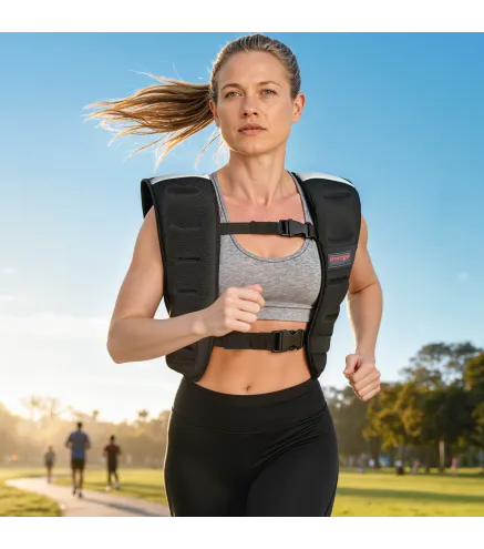 Chaleco Lastrado 8 kg Transpirable con Correas Ajustables y Bandas Reflectantes para Entrenamiento Fuerza Jogging Negro