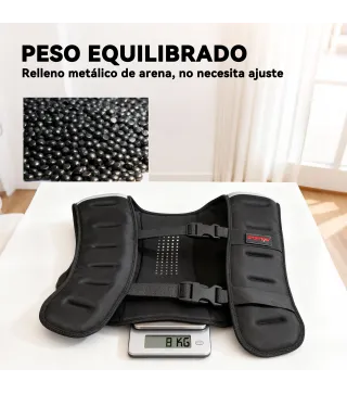 Chaleco Lastrado 8 kg Transpirable con Correas Ajustables y Bandas Reflectantes para Entrenamiento Fuerza Jogging Negro