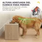 Comedero Perro Elevado con 2 Cuencos de Acero Inoxidable 2x2000 ml con Comedero Lento Almacenamiento Oculto Roble