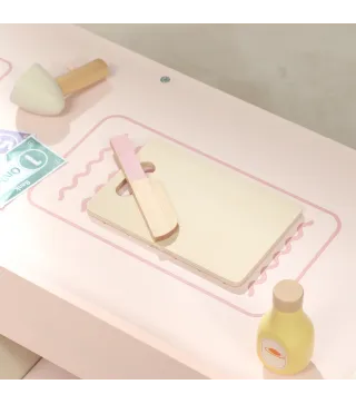 Supermercado Juguete Madera con Caja Registradora Máquina Expendedora 3 Estantes Abiertos 4 Compartimentos Rosa