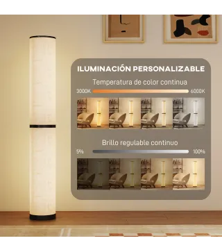 Lámpara de Pie Moderna Salón con Brillo Temperaturas de Color Ajustables Mando a Distancia Magnético Temporizador Beige