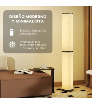 Lámpara de Pie Moderna Salón con Brillo Temperaturas de Color Ajustables Mando a Distancia Magnético Temporizador Beige