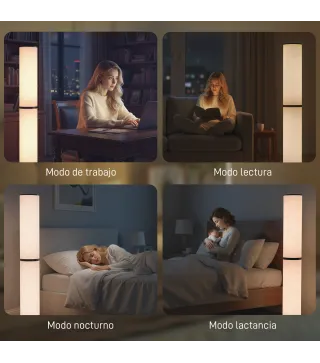 Lámpara de Pie Moderna Salón con Brillo Temperaturas de Color Ajustables Mando a Distancia Magnético Temporizador Beige