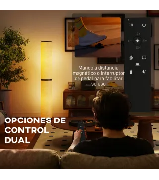 Lámpara de Pie Moderna Salón con Brillo Temperaturas de Color Ajustables Mando a Distancia Magnético Temporizador Beige