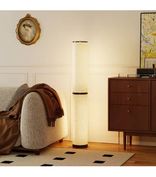 Lámpara de Pie Moderna Salón con Brillo Temperaturas de Color Ajustables Mando a Distancia Magnético Temporizador Beige