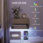 Juego de 2 Mesitas de Noche Flotantes con Luces LED RGB Control de APP Cajón Estante Abierto Natural