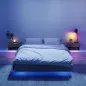 Juego de 2 Mesitas de Noche Flotantes con Luces LED RGB Control de APP Cajón Estante Abierto Natural