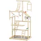 Parque de Juegos para Pájaros Soporte de Madera para Pájaros con Escaleras Columpio Cadena Bandeja Comederos Parque de Juegos para Pájaros Soporte de Madera para Pájaros con Escaleras Columpio Cadena Bandeja Comederos