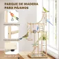 Parque de Juegos para Pájaros Soporte de Madera para Pájaros con Escaleras Columpio Cadena Bandeja Comederos