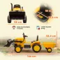 Tractor Eléctrico para Niños con Remolque Desmontable y Pala Batería 12V Motor Doble Control Remoto 2,4G Luces Música