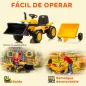 Tractor Eléctrico para Niños con Remolque Desmontable y Pala Batería 12V Motor Doble Control Remoto 2,4G Luces Música