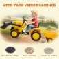 Tractor Eléctrico para Niños con Remolque Desmontable y Pala Batería 12V Motor Doble Control Remoto 2,4G Luces Música