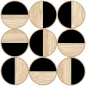 Cuadro Decorativo de Pared Geométrico Adorno Moderno 3D de 60x60 cm con Espejo de Plástico Negro y Madera Natural