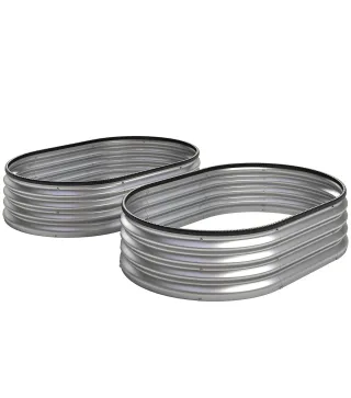 Juego de 2 Jardineras Exterior Grandes de Acero Galvanizado Huertos Urbanos para Terraza Jardín 135x90x30 cm Plateado