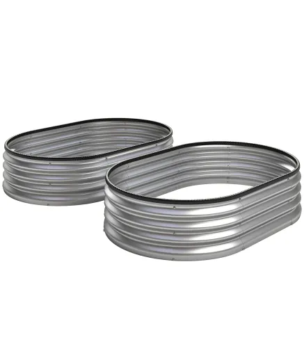 Juego de 2 Jardineras Exterior Grandes de Acero Galvanizado Huertos Urbanos para Terraza Jardín 135x90x30 cm Plateado