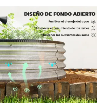 Juego de 2 Jardineras Exterior Grandes de Acero Galvanizado Huertos Urbanos para Terraza Jardín 135x90x30 cm Plateado
