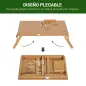 Mesa Plegable de Bambú, Mesa de Ordenador Portátil, para Cama y Sofá, Altura Ajustable, Cajón, Patas Plegables, para Leer, Escri