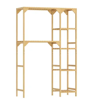 Estantería para Lavadora de Bambú Mueble para Lavadora o Inodoro con Estantes Reversibles y Ajustables Madera Natural