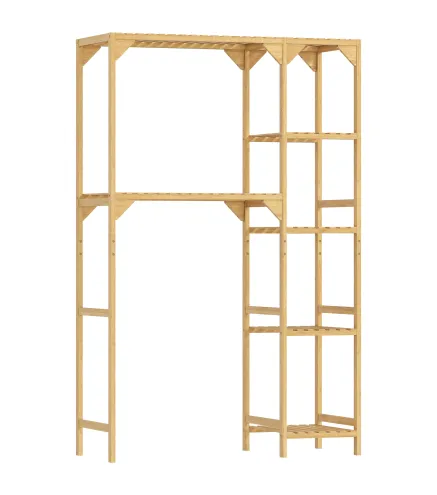 Estantería para Lavadora de Bambú Mueble para Lavadora o Inodoro con Estantes Reversibles y Ajustables Madera Natural