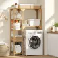 Estantería para Lavadora de Bambú Mueble para Lavadora o Inodoro con Estantes Reversibles y Ajustables Madera Natural