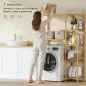 Estantería para Lavadora de Bambú Mueble para Lavadora o Inodoro con Estantes Reversibles y Ajustables Madera Natural