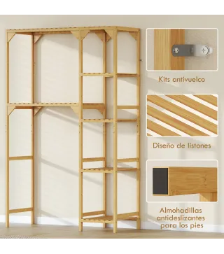 Estantería para Lavadora de Bambú Mueble para Lavadora o Inodoro con Estantes Reversibles y Ajustables Madera Natural