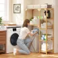 Estantería para Lavadora de Bambú Mueble para Lavadora o Inodoro con Estantes Reversibles y Ajustables Madera Natural