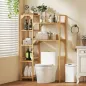 Estantería para Lavadora de Bambú Mueble para Lavadora o Inodoro con Estantes Reversibles y Ajustables Madera Natural