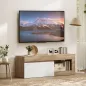 Mueble de TV Moderno para Salón con 2 Puertas Estante Abierto para Televisión 60 Pulgadas 140x40x48 cm Blanco y Natural