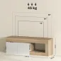Mueble de TV Moderno para Salón con 2 Puertas Estante Abierto para Televisión 60 Pulgadas 140x40x48 cm Blanco y Natural