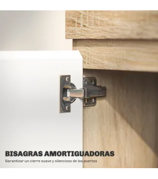 Mueble de TV Moderno para Salón con 2 Puertas Estante Abierto para Televisión 60 Pulgadas 140x40x48 cm Blanco y Natural