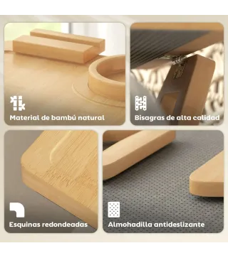 Bandeja de Brazo para Sofá de Bambú Plegable y Flexible con Portavasos Extraíble y Soporte Giratorio para Teléfono