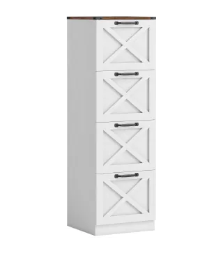 Cajonera Escritorio con 4 Cajones Soporte para Impresora con Riel Colgante para A4 y Carta 40x40x131 cm Blanco