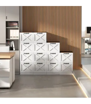 Cajonera Escritorio con 4 Cajones Soporte para Impresora con Riel Colgante para A4 y Carta 40x40x131 cm Blanco