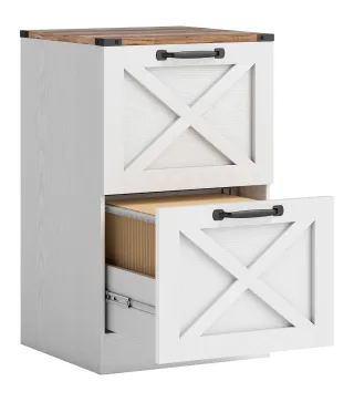 Cajonera Escritorio con 2 Cajones Soporte para Impresora con Riel Colgante para A4 y Carta 40x40x71 cm Blanco