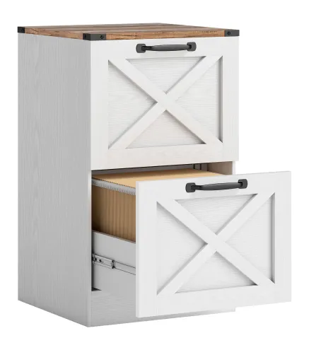 Cajonera Escritorio con 2 Cajones Soporte para Impresora con Riel Colgante para A4 y Carta 40x40x71 cm Blanco