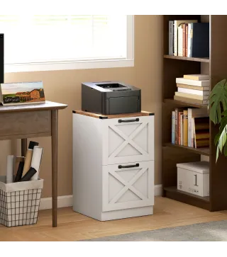 Cajonera Escritorio con 2 Cajones Soporte para Impresora con Riel Colgante para A4 y Carta 40x40x71 cm Blanco