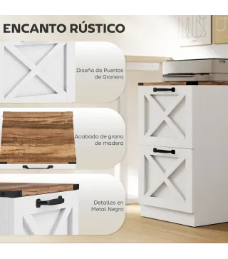 Cajonera Escritorio con 2 Cajones Soporte para Impresora con Riel Colgante para A4 y Carta 40x40x71 cm Blanco