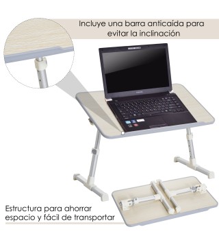 Mesa de Ordenador Ajustable y Plegable
