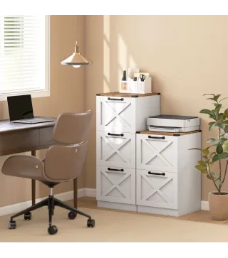 Cajonera Escritorio con 2 Cajones Soporte para Impresora con Riel Colgante para A4 y Carta 40x40x71 cm Blanco