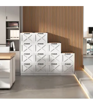 Cajonera Escritorio con 2 Cajones Soporte para Impresora con Riel Colgante para A4 y Carta 40x40x71 cm Blanco