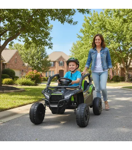 Coche Eléctrico para Niños 12V con Licencia Kawasaki Teryx KRX 1000 Control Remoto Suspensión Trasera Negro
