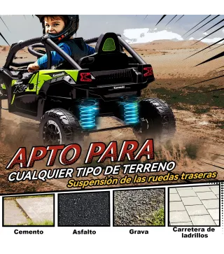 Coche Eléctrico para Niños 12V con Licencia Kawasaki Teryx KRX 1000 Control Remoto Suspensión Trasera Negro