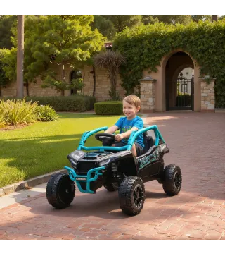 Coche Eléctrico para Niños 12V con Licencia Kawasaki Teryx KRX 1000 Control Remoto Suspensión Trasera Azul