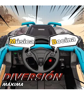 Coche Eléctrico para Niños 12V con Licencia Kawasaki Teryx KRX 1000 Control Remoto Suspensión Trasera Azul