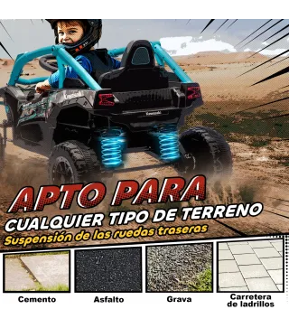 Coche Eléctrico para Niños 12V con Licencia Kawasaki Teryx KRX 1000 Control Remoto Suspensión Trasera Azul