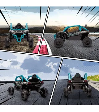 Coche Eléctrico para Niños 12V con Licencia Kawasaki Teryx KRX 1000 Control Remoto Suspensión Trasera Azul