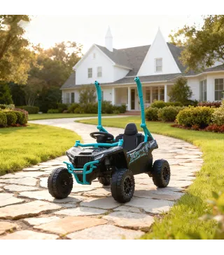 Coche Eléctrico para Niños 12V con Licencia Kawasaki Teryx KRX 1000 Control Remoto Suspensión Trasera Azul