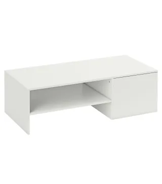 Mesa de Centro con Tablero Deslizante Moderna con Compartimento Oculto Estante Abierto 110x52x36 cm Blanco